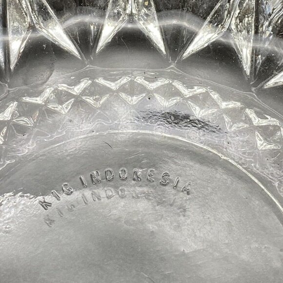 VTG KIG‎ Indonesia Diamond Pressed Glass Clear Round Ashtray Trinket Dish MCM - Picture 4 of 13